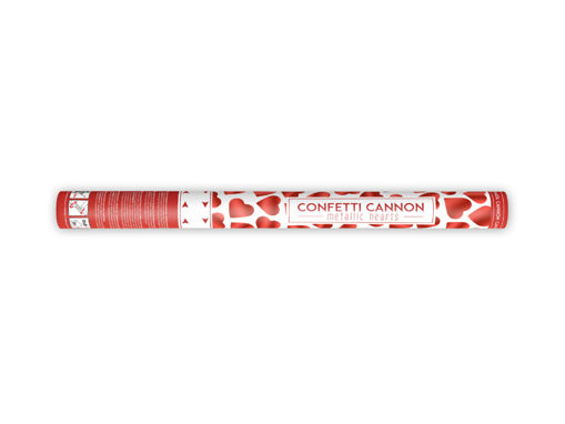 Picture of CONFETTI CANNON WITH HEARTS RED 60CM